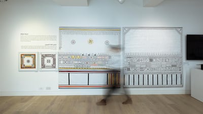 Upon entering the gallery, visitors are invited to take part in AlQatt Alasiri, an age-old craft practice by women in the region of Asir in the south west of the country. Phillips/ Phillips.com