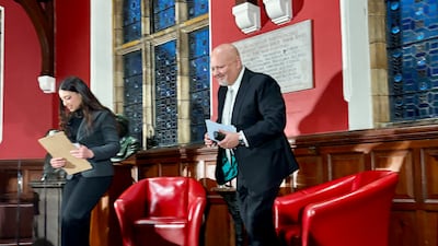 Karim Khan at the Oxford Union on May 5. Lemma Shehadi / The National