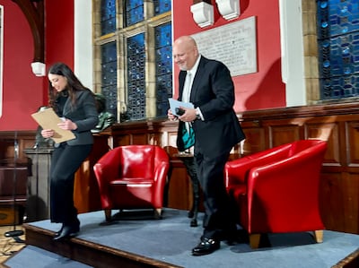 Karim Khan at the Oxford Union on May 5. Lemma Shehadi / The National