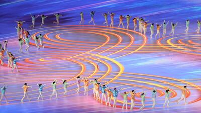 Artists perform during the closing ceremony of the Beijing 2022 Winter Olympics at the National Stadium. EPA