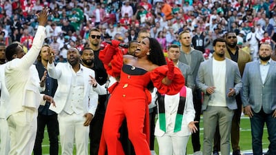 Actress and singer Sheryl Lee Ralph performs Lift Every Voice and Sing ahead of Super Bowl kick-off. AFP
