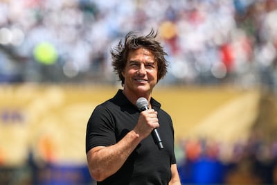 Tom Cruise delivered a speech before the 2026 World Cup football tournament final match. AFP