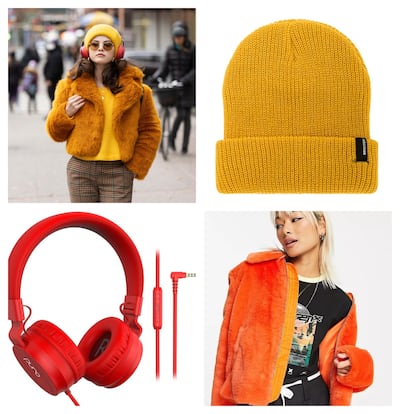 Faux fur jacket, Dh156.74, Collusion at www.asos.com; Heist Beanie Brixton hat, Dh52.63, www.revolve.com; headphones, Dh65, www.amazon.ae. Photos: Hulu; Revolve; Amazon; Asos