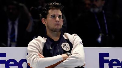 Dominic Thiem of Austria looks deflated after losing the ATP Finals. EPA