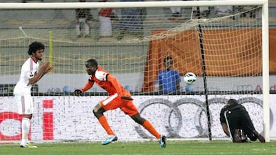 Ajman equalised in the 22nd minute through a Founeke Sy strike. But the moment of the game 11 minutes later when the Ivorian Kabi struck to give the 'Orange Brigade' the lead. Jazira were now on the backfoot. Jaime Puebla / The National