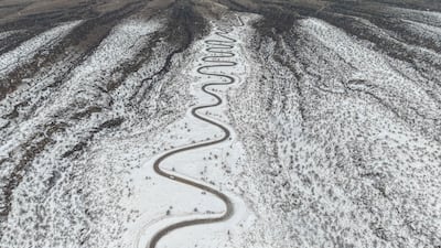 The snow-covered Sinjar Mountains, a 100km range in north-western Iraq, near the Syrian border, where the Kurdistan Workers’ Party maintains a presence. AFP