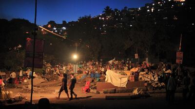 a general view of the ‘Temporary Drought Refugee Camp at Barvenagar’ on the outskirts of in Mumbai.