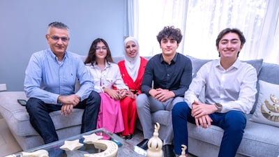 The Yacoub family. From left, Mustafa, Celina, Sajida, Zaid and Jad. Photos by: Victor Besa / The National