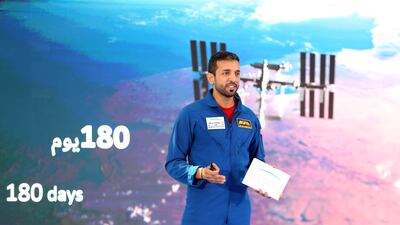 Emirati astronaut Sultan Al Neyadi at the UAE in Space event at Dubai's Museum of the Future. All photos: Pawan Singh / The National