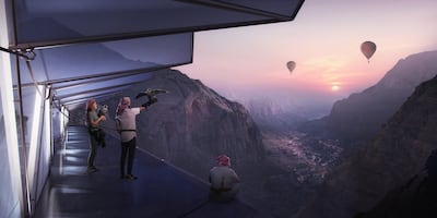 A rendering showing the view from a floating platform at the retreat. Photo: Omran Alowais / Ardh Architects / Arqui9