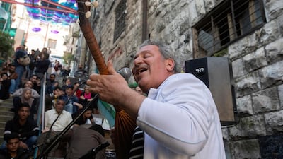 Syrian artist Ibahin Keivo performs during the eighth edition of the Amman Jazz Festival. EPA