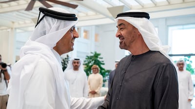 President Sheikh Mohamed receives Sheikh Mohammed bin Abdulrahman, Prime Minister and Minister of Foreign Affairs of Qatar. All photos: UAE Presidential Court