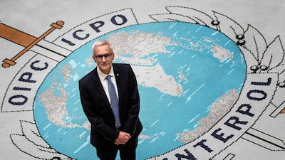 Secretary General of Interpol Jurgen Stock poses for a photograph at the Interpol headquarters in the southern French city of Lyon on November 8, 2018. / AFP / JEFF PACHOUD