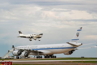 An Airbus A340-500 jet prepares to leave the Rochester International Airport after Kuwait announced that ruling Emir Sheikh Sabah had died. Reuters