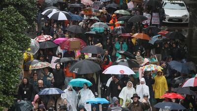 Protestors march through Melbourne. Getty Images