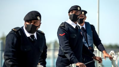 Crew of one ship prepare to disembark.