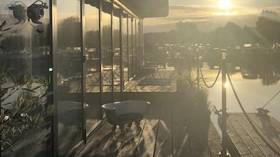 Max McMurdo transformed the 12-metre metal shell into a bright open-plan home on Bedford Marina. Courtesy Max McMurdo