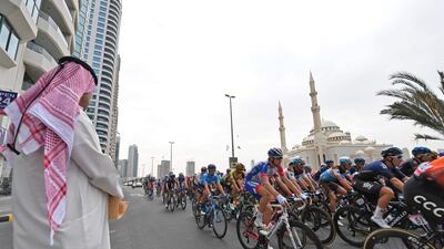 Action from Stage 5 of the UAE Tour. AFP
