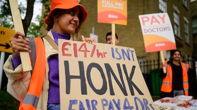 A protest outside Whittington Hospital. Getty Images
