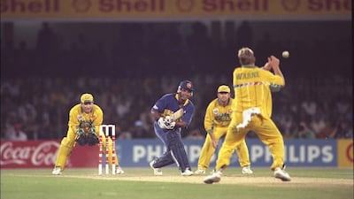 Shane Warne of Australia drops a catch off of Arjuna Ranatunga of Sri Lanka. Getty Images