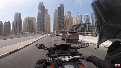 RJ has ridden all around the world, including on the streets of Dubai, above, Jordan, Syria, Lebanon, Egypt, Morocco, Europe, South America and South Africa. Courtesy Royal Jordanian