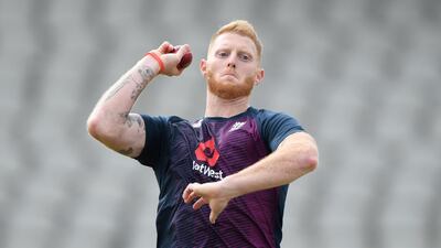 Stokes in bowling action during England nets. Getty
