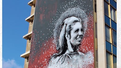 A mural of Lebanese singer Sabah in Hamra, Beirut by Yazan Halawani