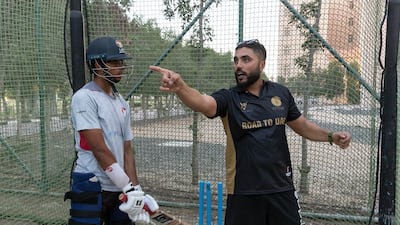 UAE cricketer Rameez Shahzad coaching at his new academy. Zenith Cricket Academy. Antonie Robertson / The National