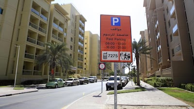 New paid street parking machines and signs have been introduced in The Greens in Dubai. Sarah Dea/The National
