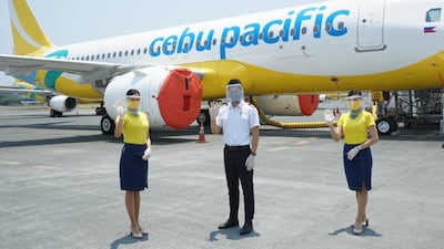 As the Philippines reopened to international flights, Filipino airline Cebu Pacific has stepped up social distancing rules and introduced PPE for crew. Courtesy Cebu Pacific