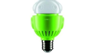 As demand increases, more energy-efficient bulbs are coming onto the market. Alessi's new U2Mi2 LED bulb is modelled after a robot. Available at www.alessi.com.