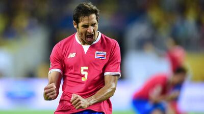 Costa Rica’s Celso Borges celebrates after scoring against Colombia. Alfredo Estrella / AFP