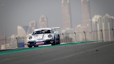 Kuwaiti teenage driver Zaid Ashkanani stunned champion Clemens Schmid at the Porsche GT3 Cup Challenge Middle East race at Dubai Autodrome on Friday. Courtesy Porsche GT3 Cup Challenge