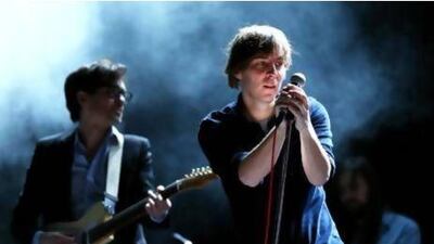Laurent Brancowitz, left, and Thomas Mars of Phoenix performing in New York City in April 2013. Neilson Barnard / Getty Images