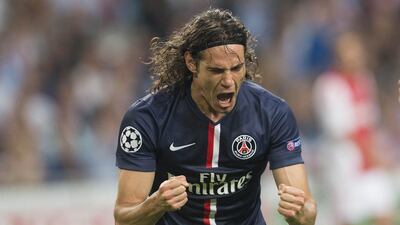 Paris Sait-Germain's Edinson Cavani celebrates his goal in PSG's 1-1 draw with Ajax in the Champions League on Wednesday night in Amsterdam. Toussaint Kluiters / Reuters / United Photos