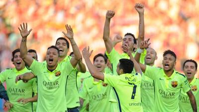 Barcelona players will get to celebrate their fifth title in seven seasons in front of the home fans at Camp Nou on Saturday after the final league game against Deportivo La Coruna. Denis Doyle / Getty Images