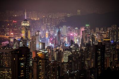 View of Hong Kong at night from Victoria Peak. The city remains the most expensive for property prices globally, at 44,700 euros per square metre, despite a 2.7 per cent decline in value during the last six months of 2019. Bloomberg