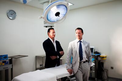 Twin surgeons Dr Maurizio and Roberto Viel run the London Centre for Aesthetic Surgery Gulf, in Dubai. Anna Nielsen for The National