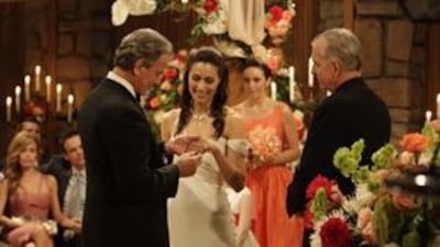 The Lebanese actress Raya Meddine, centre, is best known in American for her role as Sabrina Costelana Newman on the soap opera The Young and the Restless.