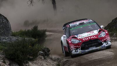 Kris Meeke of Abu Dhabi Citroen driving his Citroen DS3 WRC during day 3 of Rally Portugal 2016, Matosinhos, Portugal, 21 May 2016. Nikos Mitsouras / EPA