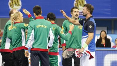 Goran Ivanisevic lost his game to Manila Mavericks’ Mark Philippoussis but his UAE Royals teammates emerged victorious in Dubai. Antonie Robertson / The National