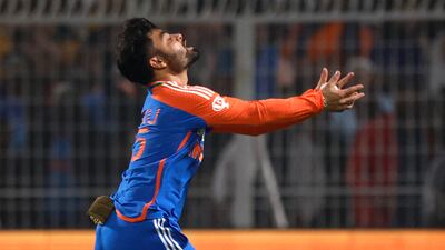 Rinku Singh takes an acrobatic catch to dismiss Ben Duckett. Reuters