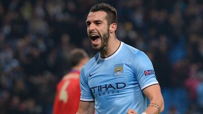 Alvaro Negredo reacts after scoring on Tuesday night. Andrew Yates / AFP