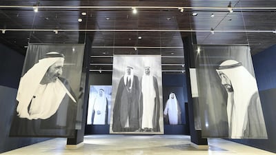 An exhibition of rare photographs of Sheikh Zayed and Sheikh Rashid, called the Founding Fathers Exhibition, is on display at the Etihad Museum, Dubai. Chris Whiteoak / The National