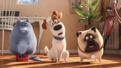 From left, Chloe, voiced by Lake Bell; Max, voiced by Louis C K; and Mel, voiced by Bobby Moynihan. Illumination Entertainment and Universal Pictures via AP