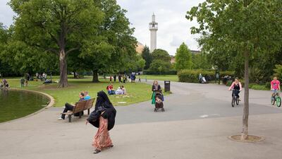 London Central Mosque pictured from the boating lake in Regent’s Park.