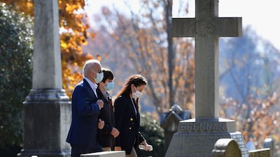 President-elect Joe Biden arrives at St. Joseph on the Brandywine Roman Catholic Church in Wilmington, Delaware. AFP