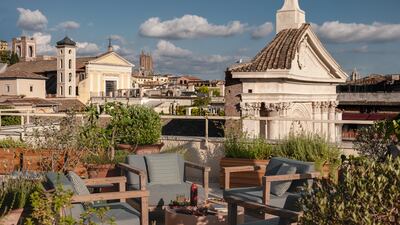 Notos Rooftop restaurant at Six Senses Rome offers an incredible view of the storied city. Photo: Six Senses