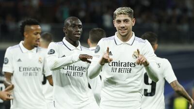 Valverde celebrates after scoring the fifth goal. EPA
