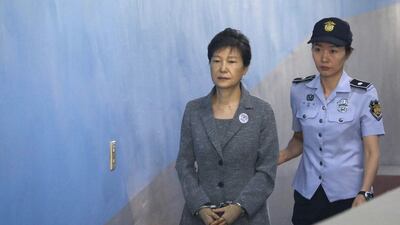 Former South Korean president Park Geun-hye arrives at a Seoul court in August 2017, during her corruption trial. AFP